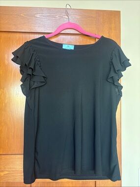 Black Ruffle Sleeve Top